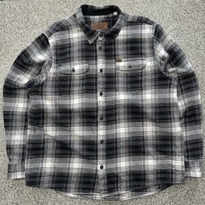 Orvis Flannel Shacket Mens XXL Heavy Button Down Shirt Jacket Plaid Navy Black
